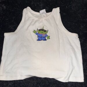 Women’s White Tank Top with Toy Story Alien Design